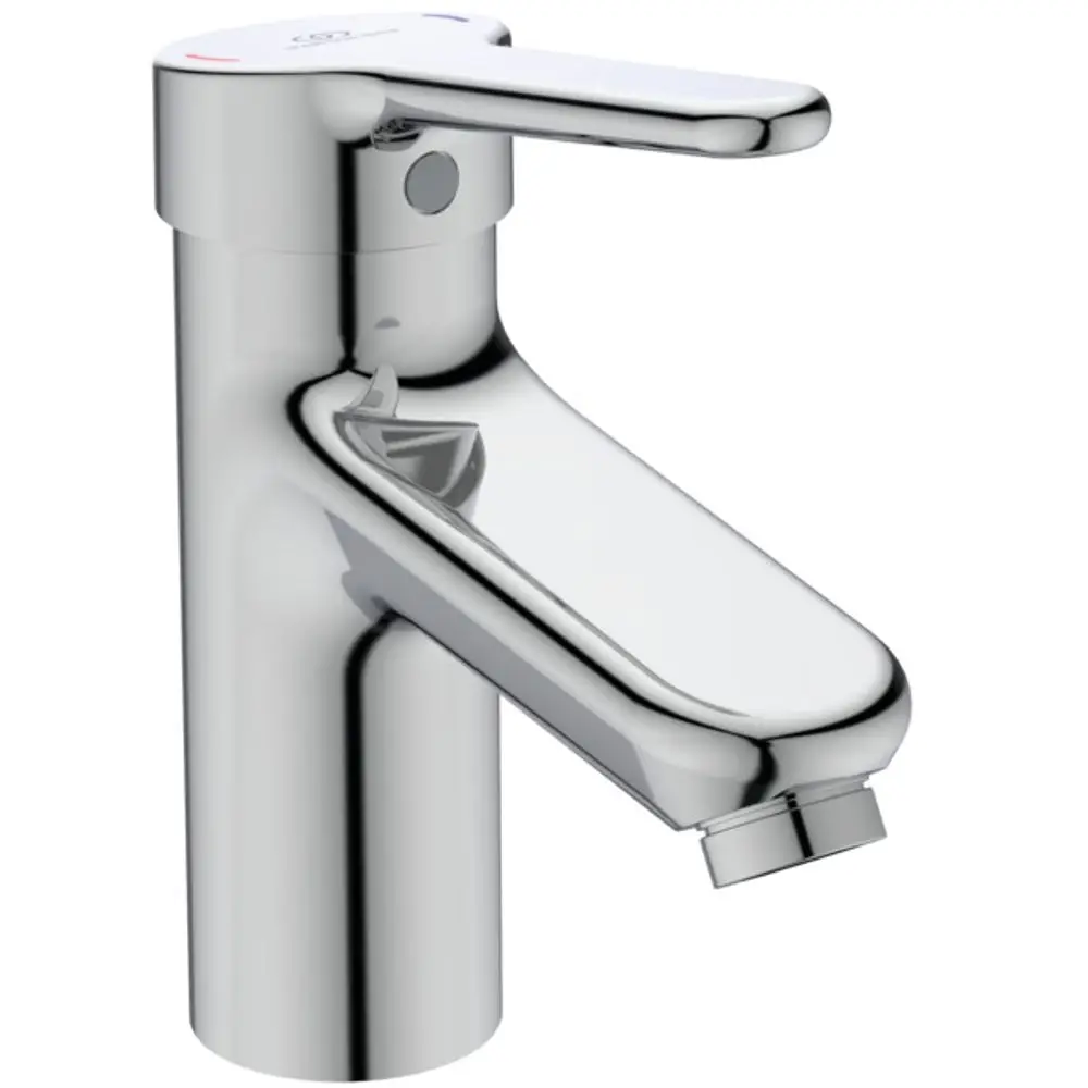 Waschtischarmatur aus Chrom von Ideal Standard mit einem Hebel und einem abgerundeten Auslauf, geeignet für moderne Badezimmeranwendungen.